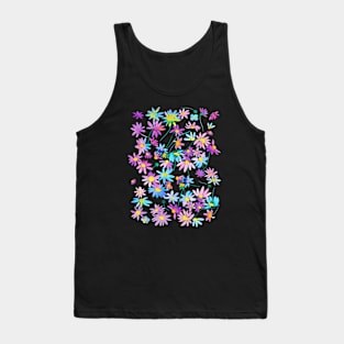 Daisies Spring Countryside Blue pink Tank Top